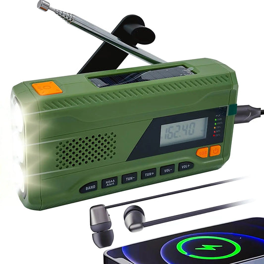 iRonsnow 4500mAh Solar Hand Crank Emergency Radio AM/FM/NOAA Alert Portable Radio with Digital Display Led Flashlight & Headphone Jack 3-Way Powered SOS Alarm for Indoor/Outdoor Emergencies